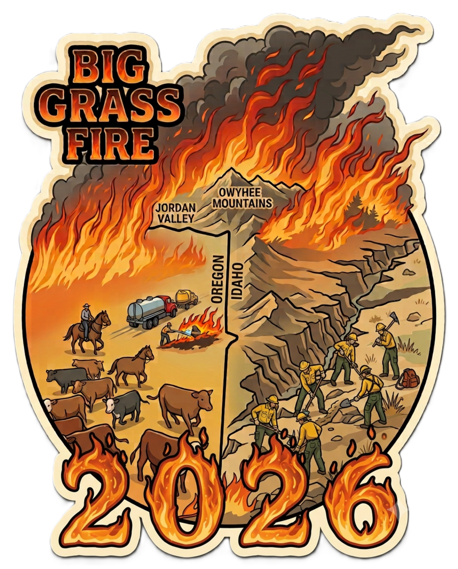 Big Grass Fire Sticker (1 sticker)