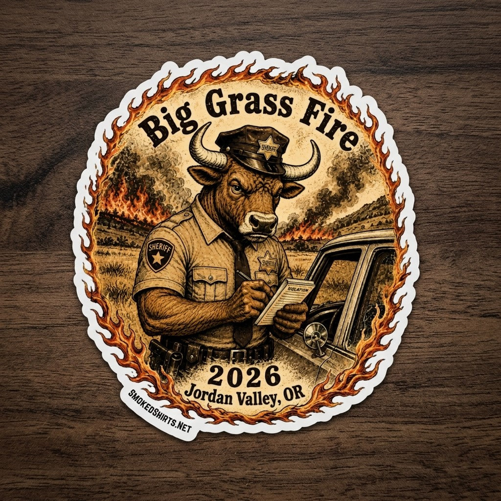 Big Grass Fire Sticker (Bull Speeding Ticket, IYKYK) 10 Pack